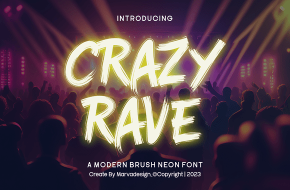 Crazy Rave Font: A Neon Brush Stroke for Vibrant Web Design
